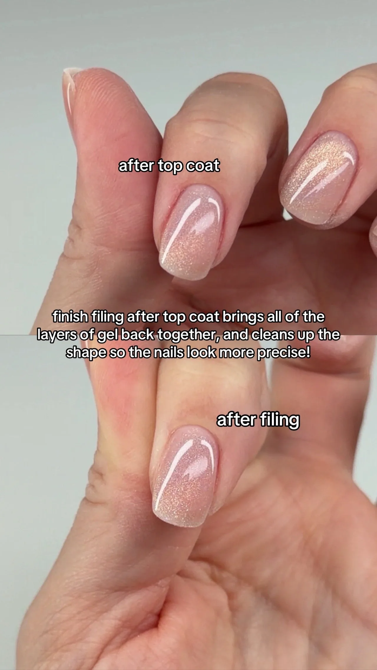 Is it true that not filing the top coat can damage natural nails during gel removal