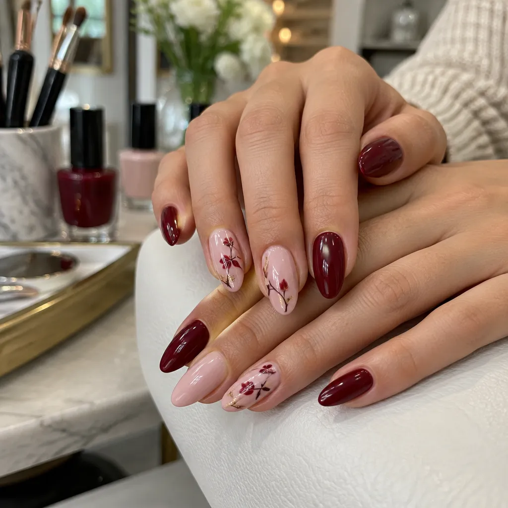 Elegant freshly done gel nails with vibrant colors and creative nail art in a chic salon setting.