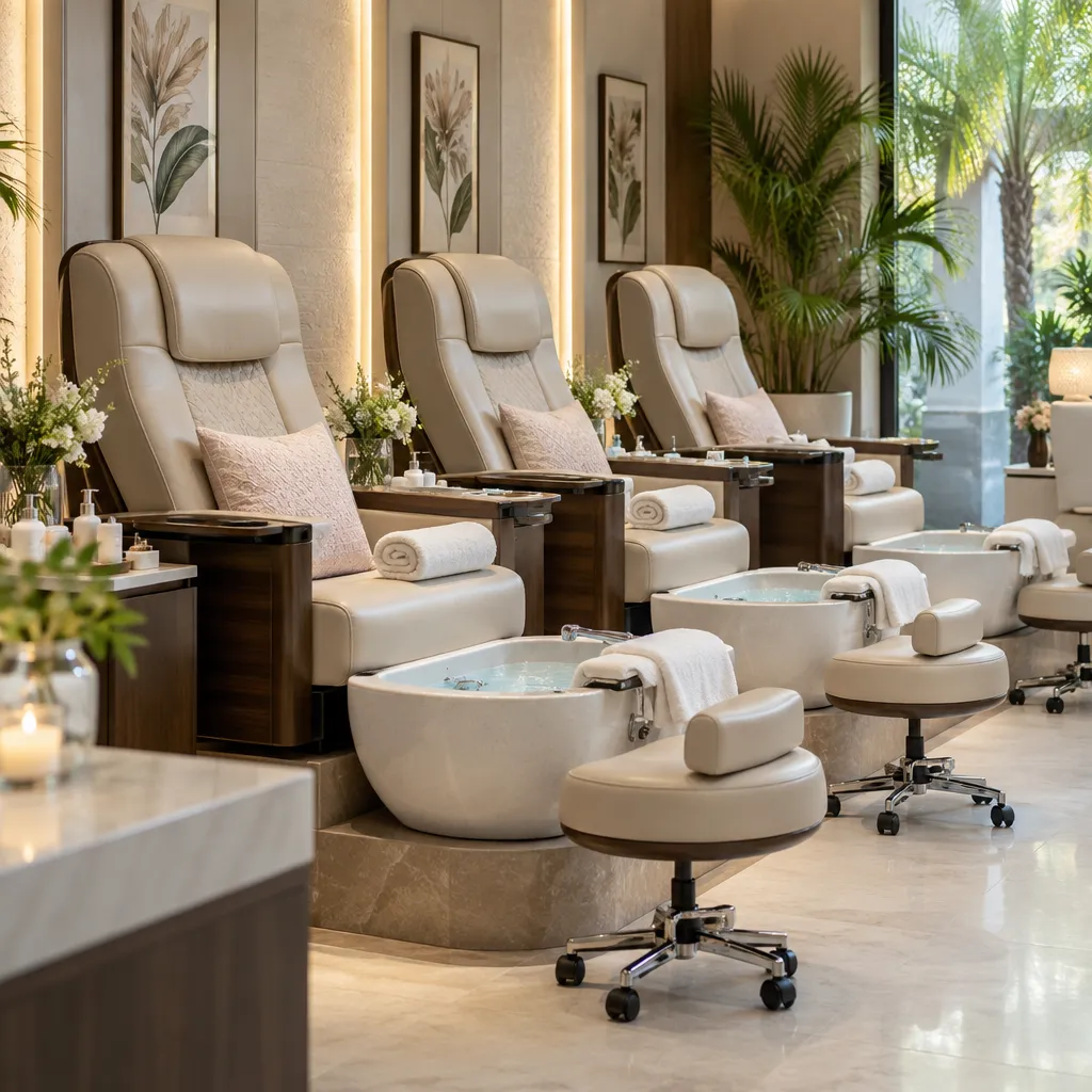 Luxury pedicure station at a nail salon